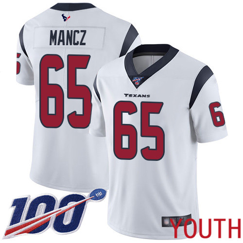 Houston Texans Limited White Youth Greg Mancz Road Jersey NFL Football 65 100th Season Vapor Untouchable